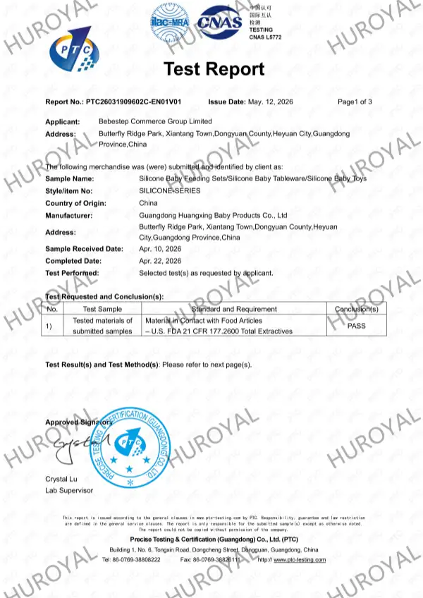US FDA Food Exposure Report PTC26031909602C-EN01V01_01