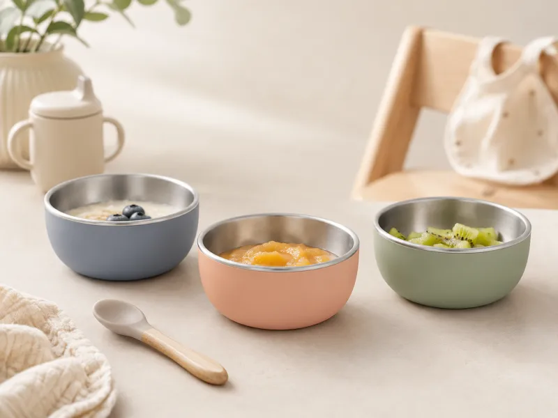 Silicone Bowl with 304 Stainless Steel Interior