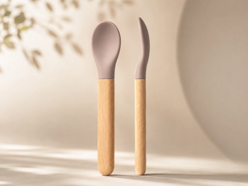 Silicone and Beech Wood Spoon