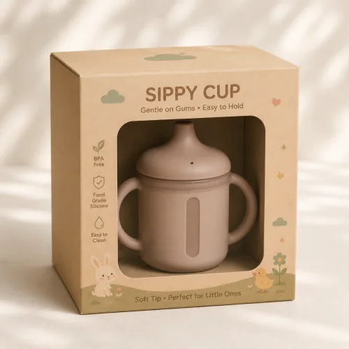 Silicone sippy cup printed box