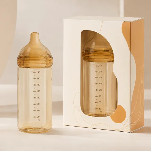 Amber PPSU baby bottle with printed retail box