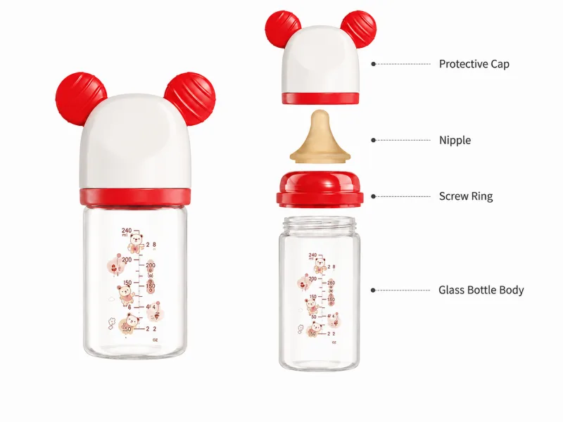 Complete Glass baby Bottle Component Configuration
