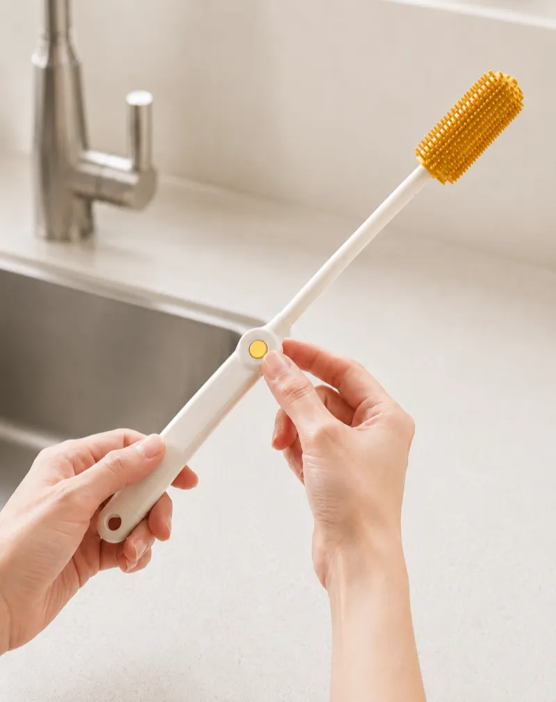 Portable Cleaning Tools in a Silicone Bottle Brush Set